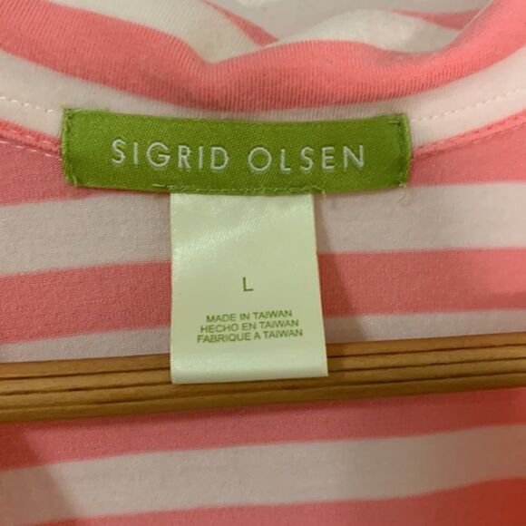 Sigrid Olsen Women Pink Off-white Sleeveless Polo Large - Picture 2 of 5